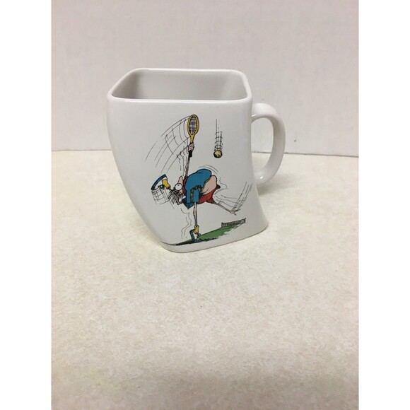 Vintage Golf Gifts Twisted Tennis Coffee Mug 1992 " The Results Of Over-Serve " - Picture 1 of 5
